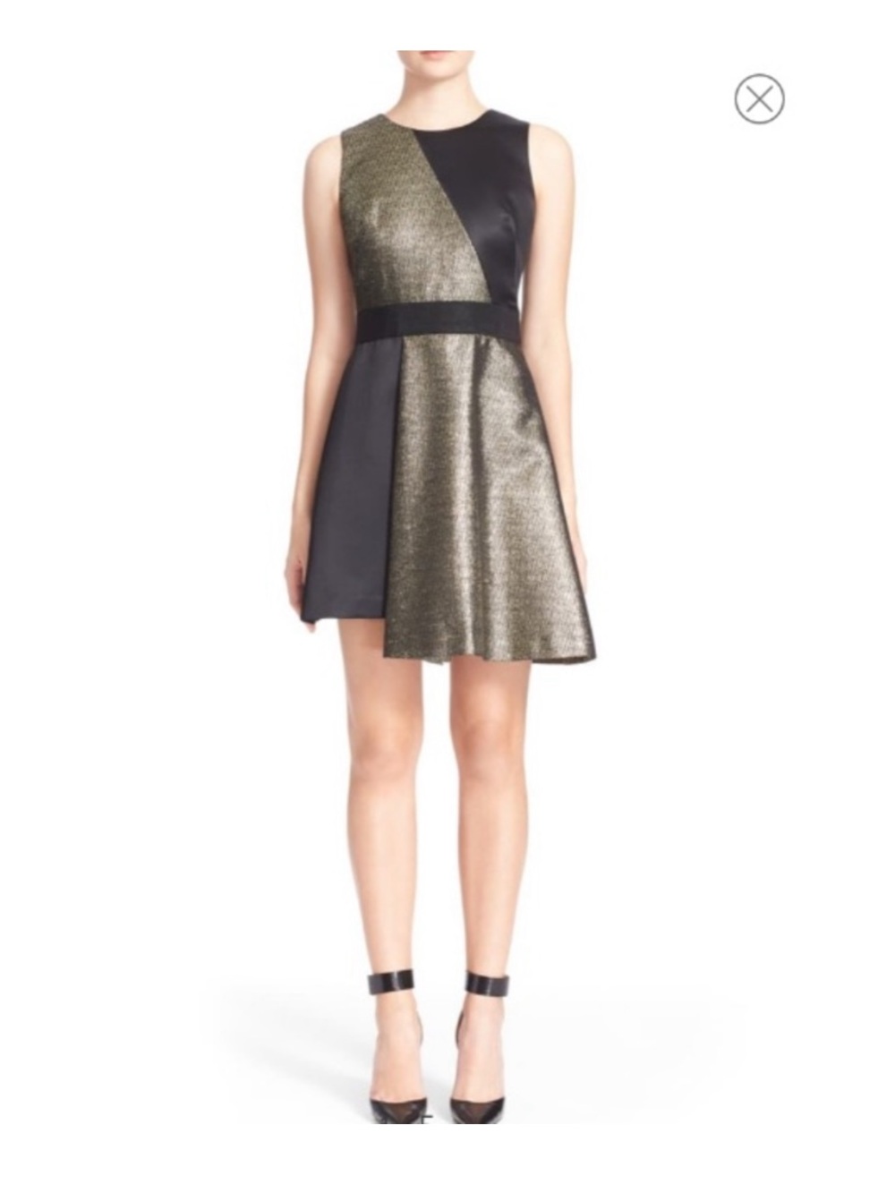 NWT MILLY Asymmetrical Metallic Gold Dress Sz 2
